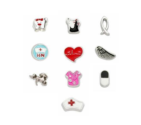 Multiple Choice 20PCS/lot Heart Nurse RN Wing Horse DIY Floating Locket Charms Fit For Memory Magnetic Locket Pendant Fashion Jewelrys