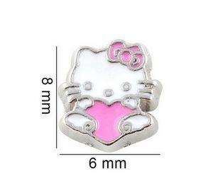 20PCS/lot Pink Cat Floating Locket Charms Fit For Glass Magnetic Memory Floating Locket Pendant Jewelrys Making