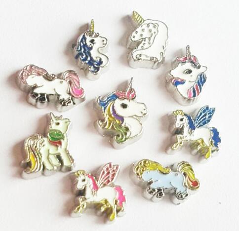 (20 , 50)PCS/lot Mixed Cartoon Unicorn Horse DIY Floating Locket Charms Fit For Memory Magnetic Locket Pendant Fashion Jewelrys