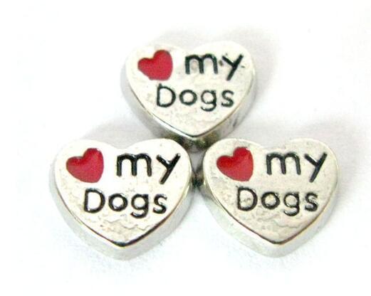 20PCS/lot My Dogs Alloy Heart Floating Locket Charms Fit For Glass Living Magnetic Memory Locket