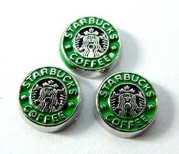 20PCS/lot Enamel Coffee Charm, Alloy Floating Locket Charms Fit For Magnetic Glass Living Memory Locket