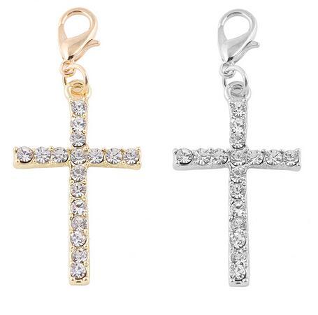 20PCS/lot Silver Gold Plated Crystal Cross Floating Pendant Charms Fit For Magnetic Floating Locket Jewelry Making