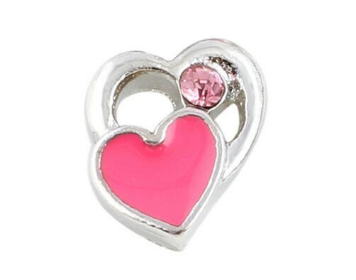 20PCS/lot Pink Heart Alloy Floating Locket Charms Fit For DIY Magnetic Glass Living Memory Locket Best Gift