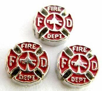 20PCS/lot Fire Department Alloy Floating Charms Fit For DIY Glass Living Locket Jewelry Making