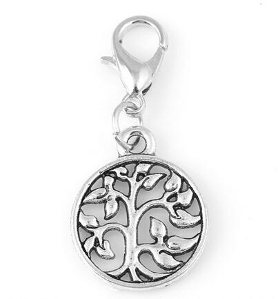 20pcs/lot Family Tree Of Life Plates Dangle Charms Pendant With Lobster Clasp For Glass Floating Locket Jewelrys