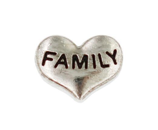 20PCS/lot Silver Family Heart Floating Locket Charms DIY Accessories Fit For Glass Living Memory Magnetic Locket