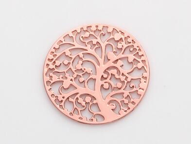 20pcs/lot Rose Gold 22MM Round Hollow Family Tree Floating Window Plates Fit For 30mm Magnetic Memory Glass Charms Locket