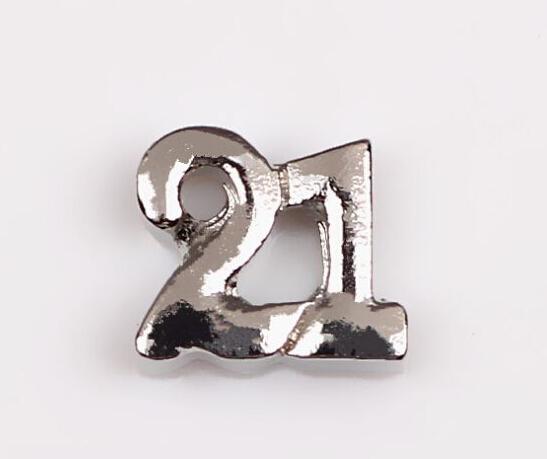 20PCS/lot Silver Twenty One Celebrate Birthday Number 21 Charms Fit For Glass Magnetic Floating Locket