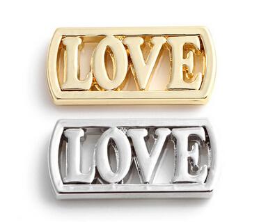 20PCS/lot Silver Gold Plated Alloy LOVE Letter Floating Window Plates Fit For 30mm Magnetic Glass Charms Locket