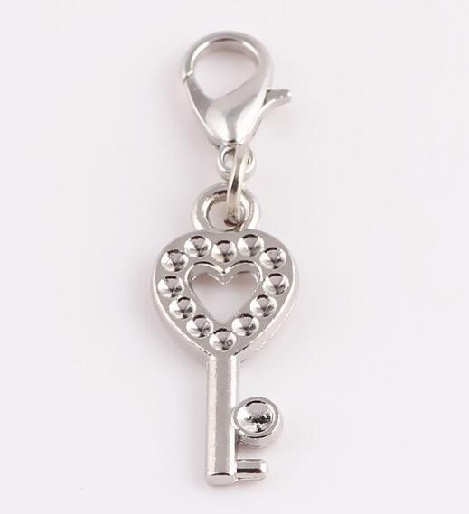 DIY Fashion Jewelry 20pcs/lot Silver Color Key Floating Dangle Charms Pendant For Glass Living Magnetic Memory Locket