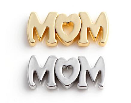 20pcs/lot Silver Gold Plated MOM Letter Floating Charms Window Plates Fit For 30MM Magnetic Memory Glass Locket