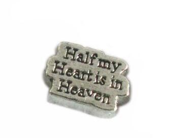 20PCS/lot Half my heart is in Heaven DIY Alloy Floating Locket Charms Fit For Magnetic Living Locket Pendant Fashion Jewelrys