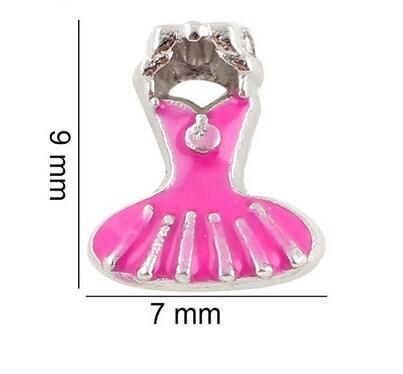 Wholesale 20PCS/lot Ballet Dress Alloy Floating Locket Charms Fit For Glass Living Memory Locket Pendant