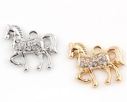 20PCS/lot 20x23mm (Gold,Silver Color) Horse Pendant Hang Charms Fit For Magnetic Floating Locket Jewelrys