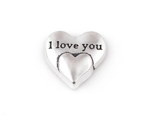 20PCS/lot Silver Color I Love You Word Letter Charm, DIY Heart Floating Locket Charms Fit For Glass Memory Locket