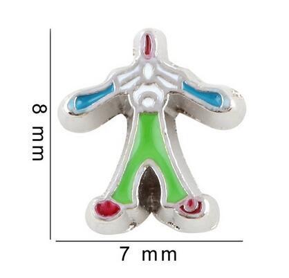 20PCS/lot Enamel Robot Alloy Floating Locket Charms Fit For Glass Magnetic Memory Floating Locket Pendant