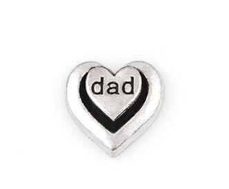 20PCS/lot Silver Color Dad Word Letter Charm, DIY Heart Floating Locket Charms Fit For Glass Living Floating Locket