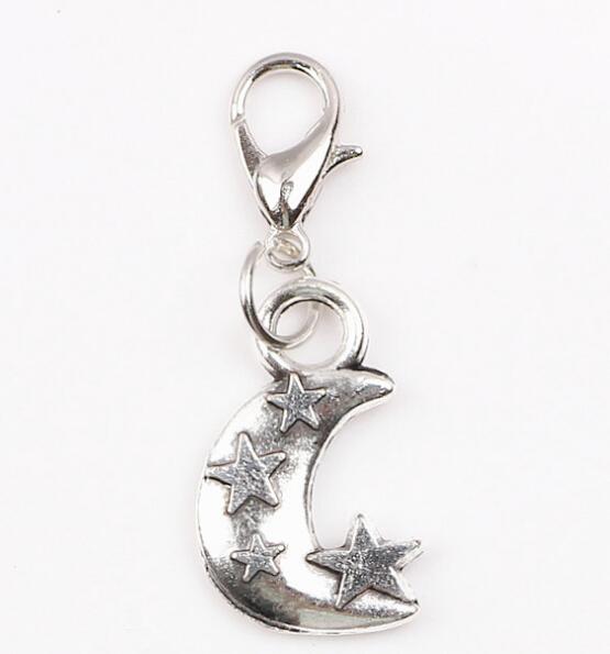 20PCS/lot Floating Dangle Charms Vintage Silver Moon & Star DIY Pendant Jewelry For Glass Living Memory Locket