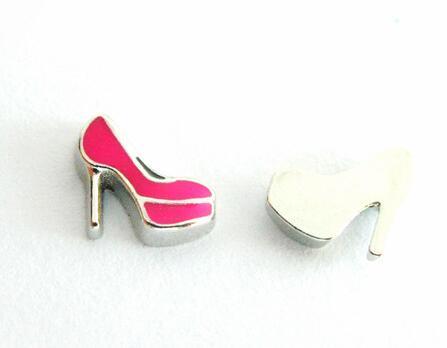 20PCS/lot high heel shoe DIY Floating Locket Charms Fit For Magnetic Glass Living Floating Locket Necklace Making