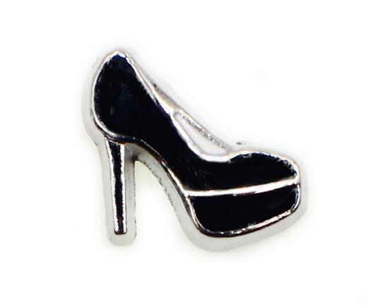 20PCS/lot black High heel shoe Floating Locket Charms Fit For DIY Glass Living Magnetic Locket Jewelrys As Gift