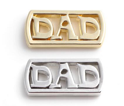 20PCS/lot Silver Gold Plated Alloy DAD Letter Charms Floating Window Plates Fit For 30MM Magnetic Glass Floating Locket