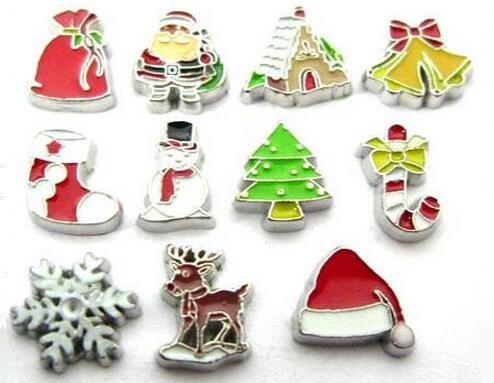 20PCS/lot Mix Christmas Series Floating Locket Charms Fit For DIY Magnetic Glass Living Memory Locket Jewelrys Making