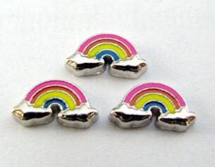 20PCS/lot Enamel Fashion Rainbow Charms Accessories Fit For Glass Floating Locket Jewelrys