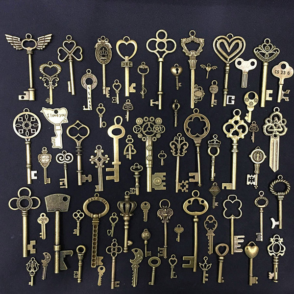 Hot Metal Mixed Retro Vintage Steampunk Key Pendants Diy Handmade Alloy jewelry Making Charms Components Accessories