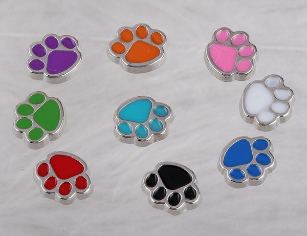 Floating lockets Charms Enamel Dogs Paw Print Cats Vintage Silver For Glass Living Memory Floating Locket Mix Design Assorted Charms DIY