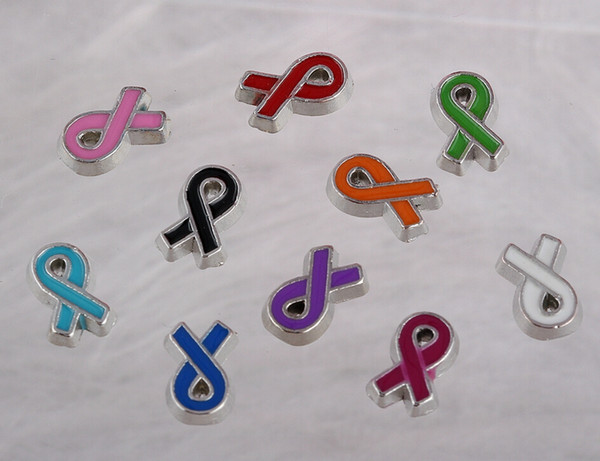 Floating lockets Charms Cancer Ribbon Enamel Vintage Silver For Floating Locket 30mm Bracelet Jewelry Making Girls Bijoux 100Pcs A41