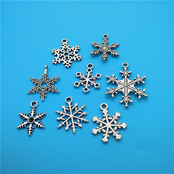 Mixed Tibetan Silver Snowflake Charms Pendants Jewelry Making Bracelet Necklace Fashion Popular Jewelry Findings &Component Accessories V156