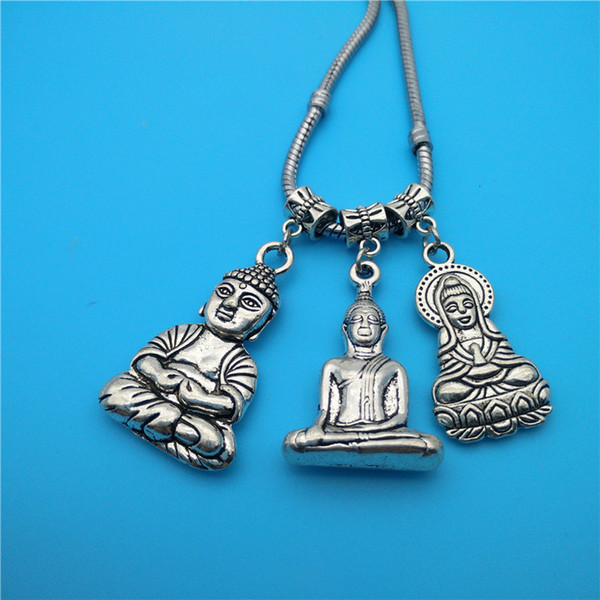 Mixed Tibetan Silver Buddha head and statues Charms Pendants Jewelry Making Bracelet Necklace Fashion Popular Jewelry Accessories DIY V209