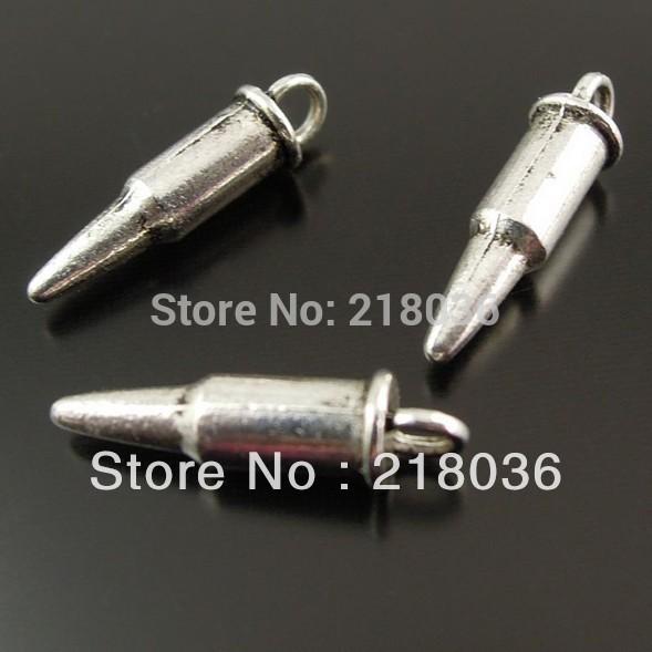 Wholesale Vintage 200pcs Antique Silver Bullet Weapon Floating Charms Pendants DIY Jewelry Making Girls Bijoux Accessories M2187