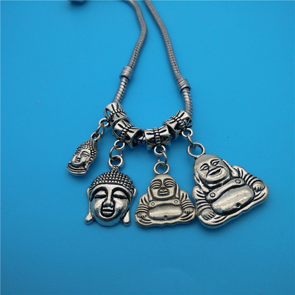 Mixed Tibetan Silver Buddha Head Statues Charms Pendants Jewelry Making Bracelet Necklace Fashion Popular Jewelry Accessories DIY V210