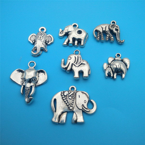 Mixed Tibetan Silver Plated Elephant Charms Pendants For Jewelry Making Findings Bracelets Handmade Accessories DIY Gifts HOT 200 pcs V101