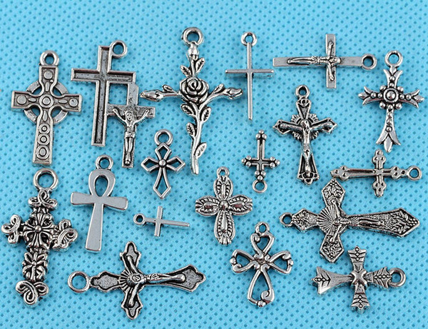 100pcs Vintage Antiques Silver Mixed Jesus Cross Charms Pendants DIY For Jewelry Making Findings Bracelets Handmade Accessories HOT N2127