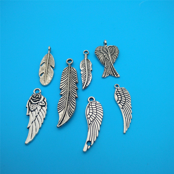 Mixed Tibetan Silver Plated Wing Charms Pendants Jewelry Making Bracelet Necklace Fashion Findings & Components Accessories DIY HOT V106