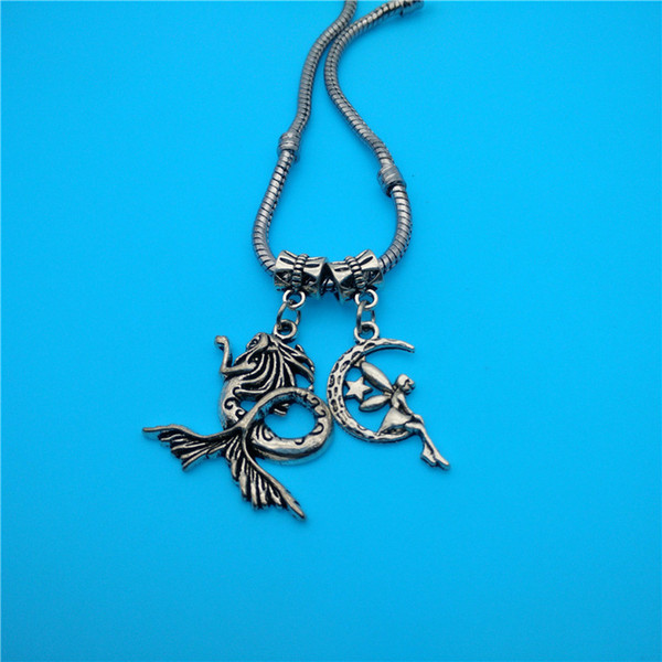 Mixed Tibetan Silver Mermaid Angel Charms Pendants Jewelry Making Bracelet Necklace Fashion Popular Jewelry Accessories DIY V208