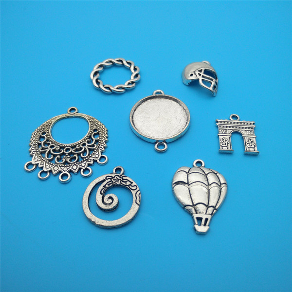 Mixed Tibetan Silver Plated Helmet Hot Air Balloon Arch Charms Pendants Jewelry Making Bracelet Necklace Fashion Jewelry Accessories DIY V10