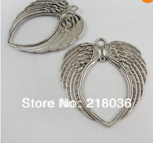 10pcs Antiqued Silver Vintage Feather Angel Love Wing Pendants Charm For Bracelet Necklace Jewelry Making Findings Accessories HOT M688