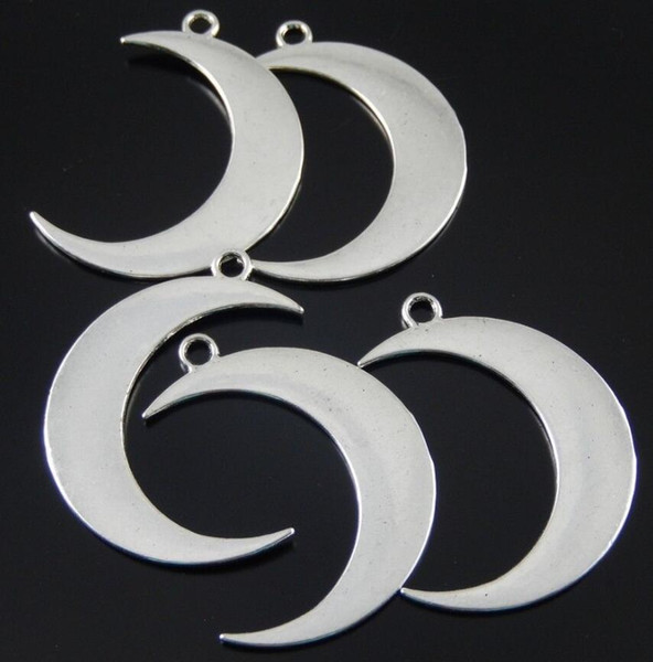 Vintage Silver Alloy Lovely Crescent Moon Charm Pendants For Bracelet Necklace Fashion Jewelry Making Findings DIY Craft Components 31x44mm