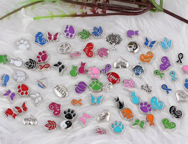 Floating lockets Charms Butterfly Dogs Paw Print Cats Vintage Silver For Floating Locket 30mm Bracelet Fashion Jewelry Making Gifts DIY A35