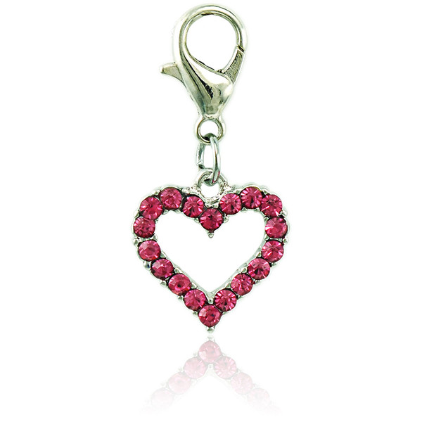 JINGLANG Floating Fashion Charms With Lobster Clasp Dangle Rhinestone Peach Heart Charms For Jewelry Making DIY Accessories