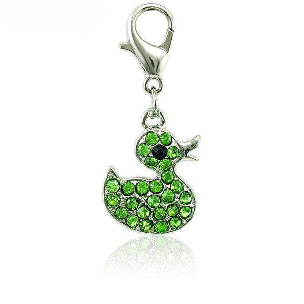 Fashion Charms With Lobster Clasp Dangle Rhinestone Duck Animals Pendants DIY Charms For Jewelry Making Accessories