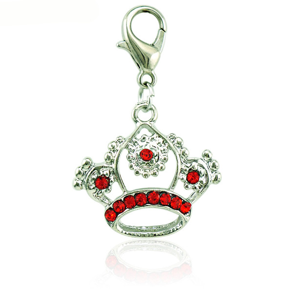 New Fashion Lobster Clasp Charms Dangle Rhinestone Pierced Imperial Crown Pendants DIY Making Jewelry Accessories Wholesale