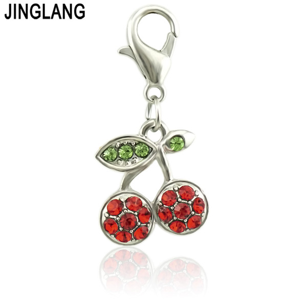 JINGLANG Alloy Metal Handmade With cherry Charms Pendants Necklace Bracelet Beads For DIY Fashion Charms Jewelry