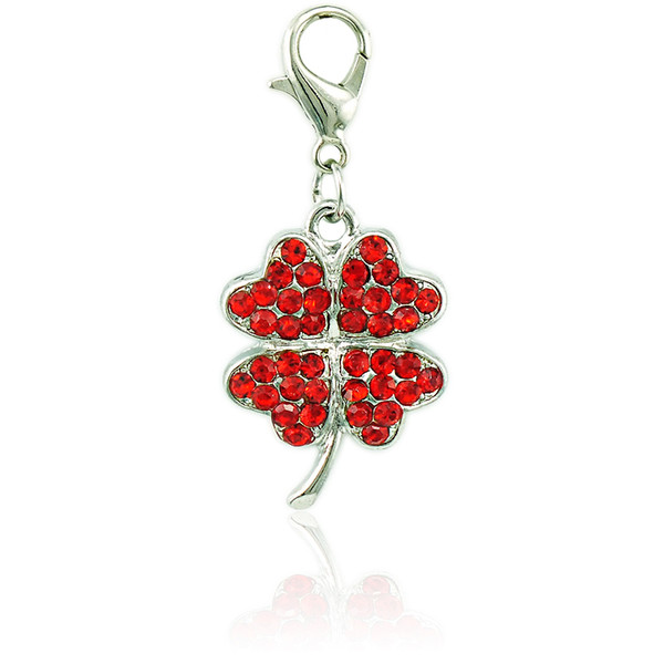 New Arrival Fashion Charms With Lobster Clasp Dangle Rhinestone Four Clover DIY Charms For Jewelry Making Accessories