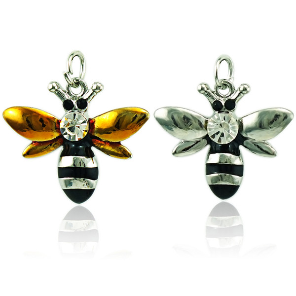 Fashion Bee Charms Dangle 2 Color Enamel Metal Animal Pendants DIY Charms For Jewelry Making Accessories