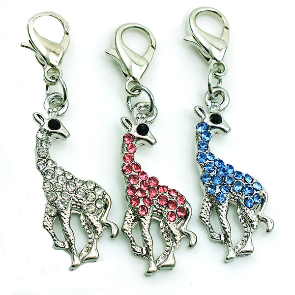 New Arrival Floating Fashion Charms With Lobster Clasp Dangle Rhinestone Deer Animal DIY Charms For Jewelry Making Accessories