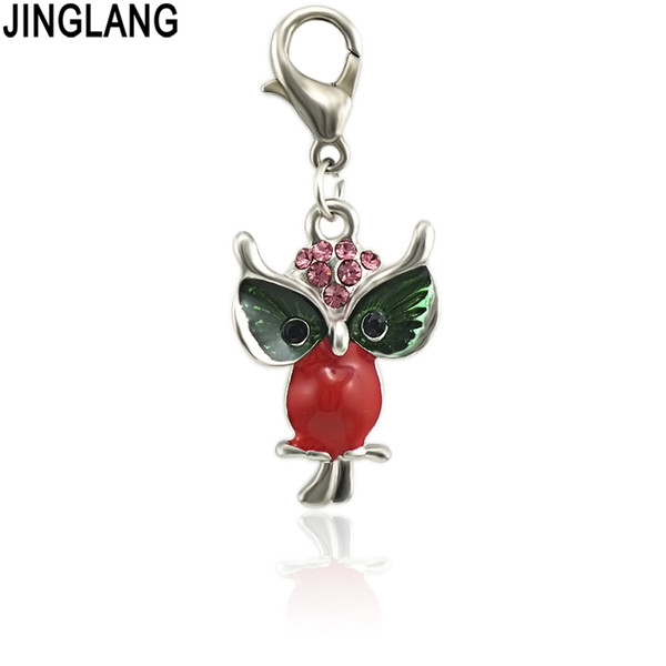 JINGLANG Hot High Quality Fashion Enamels Charms Gift Owl Alloy Pendant Bracelet Necklace Jewelry Accessories DIY Craft